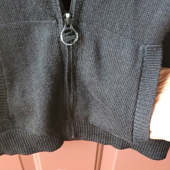 Lacoste Black Zip Up Sweater Wool Size 40 EURO - Picture 6 of 9